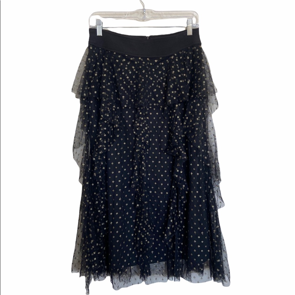 Alfredo Martinez x Lob Metallic Gold Tulle Midi Skirt
